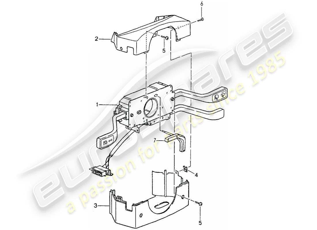 porsche 1990 (964) interruttore piantone sterzo diagramma delle parti