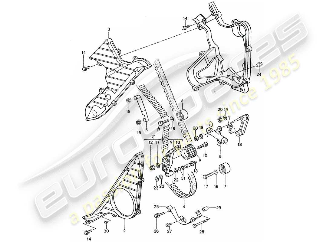 porsche 1995 (968) meccanismo di azionamento - albero a camme diagramma delle parti