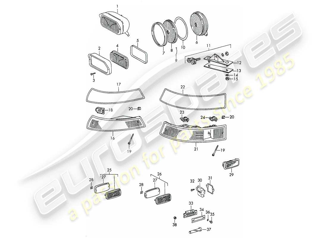 porsche 1966 (911/912) illuminazione diagramma delle parti