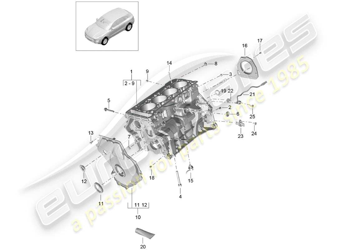 porsche 2016 (macan) schema delle parti del basamento