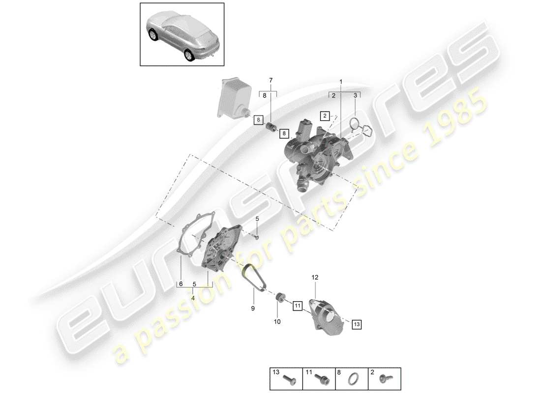 porsche 2016 (macan) diagramma delle parti del termostato
