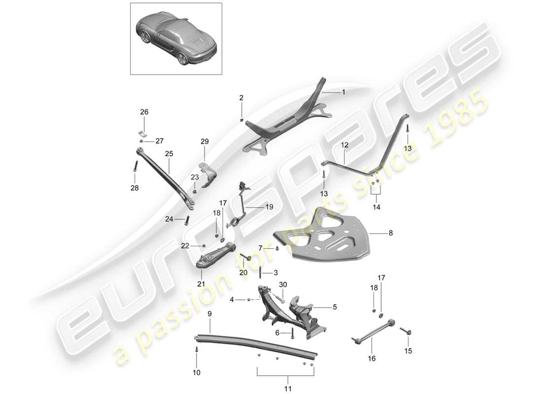 porsche 2015 (981 boxster) schema delle parti assale posteriore