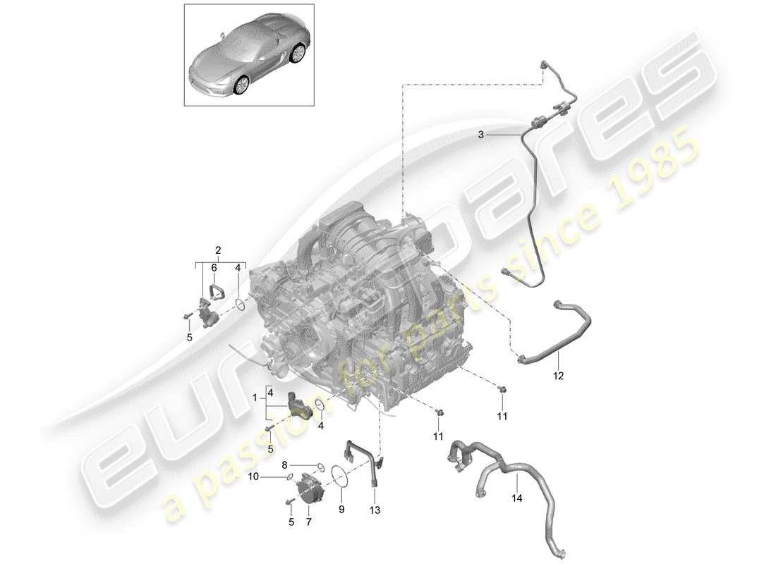 porsche 2016 (981 boxster spyder) schema delle parti del basamento