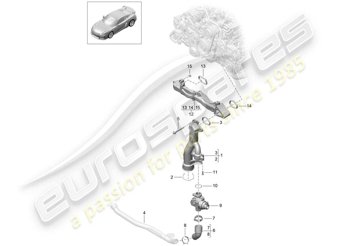 porsche 2016 (981 cayman gt4) schema delle parti del sottotelaio