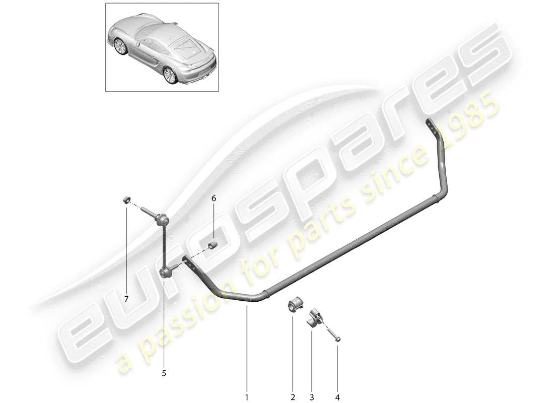 porsche 2016 (981 cayman gt4) diagramma delle parti stabilizzatore