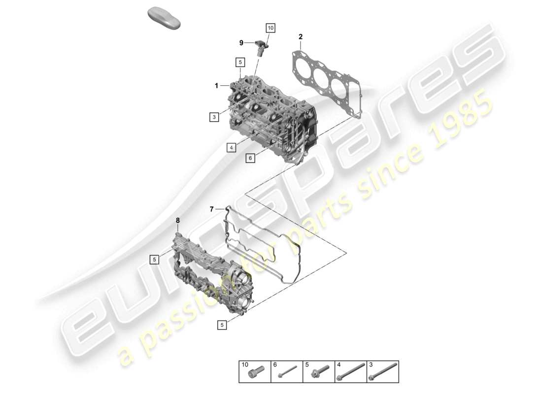 porsche 2017 (718 cayman) testata del cilindro guarnizione della testata del cilindro coperchio della valvola diagramma delle parti