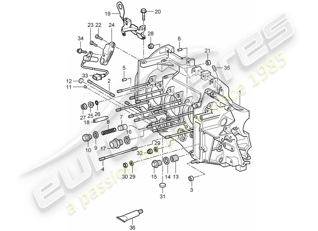 porsche 2008 (997-1 gt3) basamento diagramma delle parti