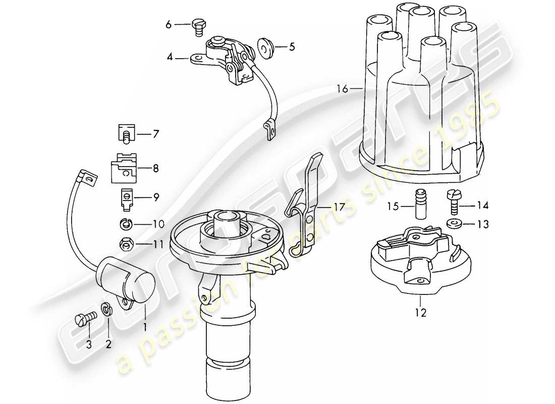 porsche 1966 (911/912) materiale di riparazione - distributore schema delle parti