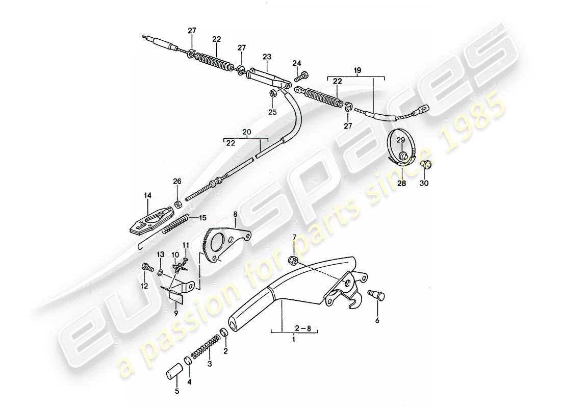 porsche 1994 (968) leva freno a mano diagramma delle parti