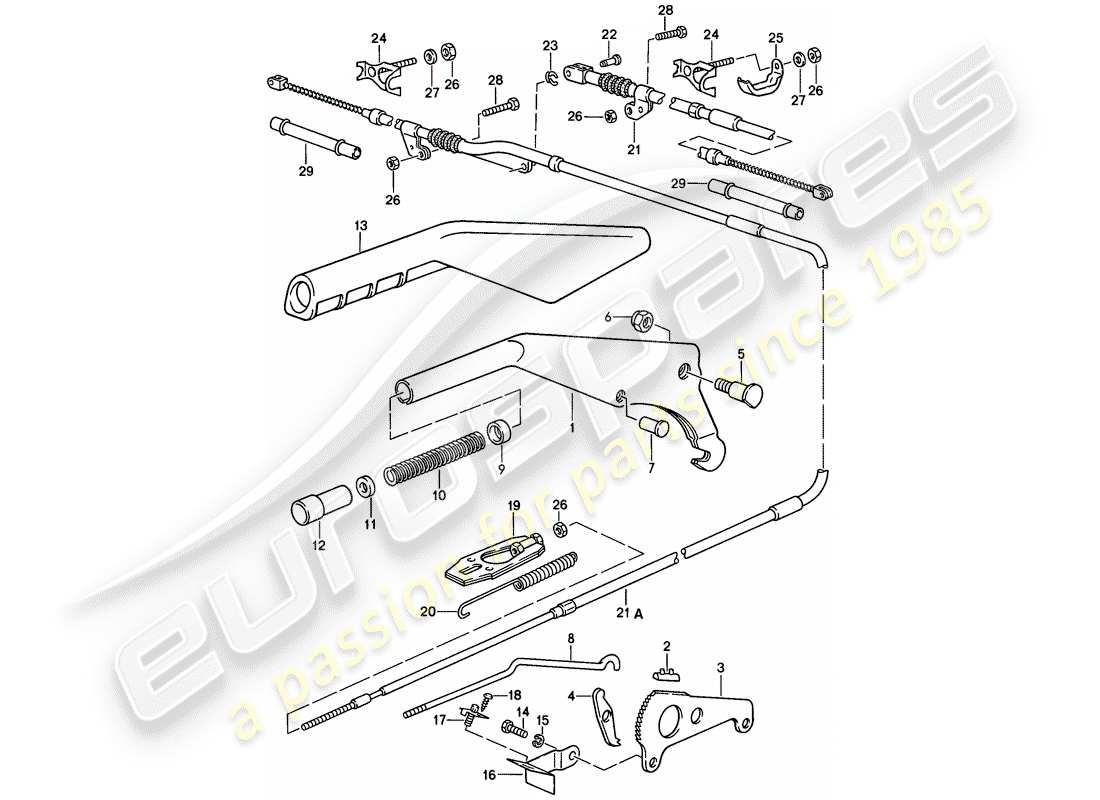 porsche 1983 (928) attuatore - freno a mano diagramma delle parti
