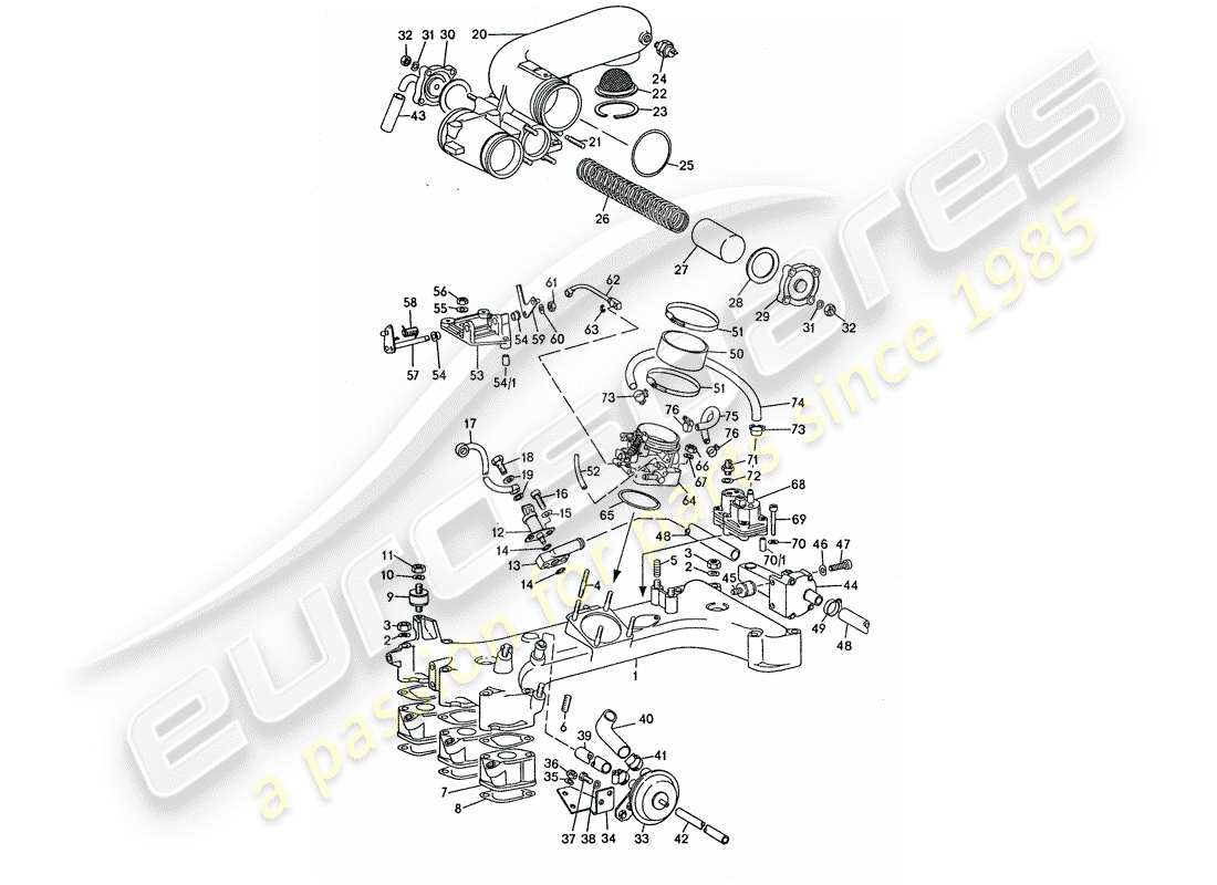 porsche 1977 (911 turbo) per-k-jetronic diagramma delle parti