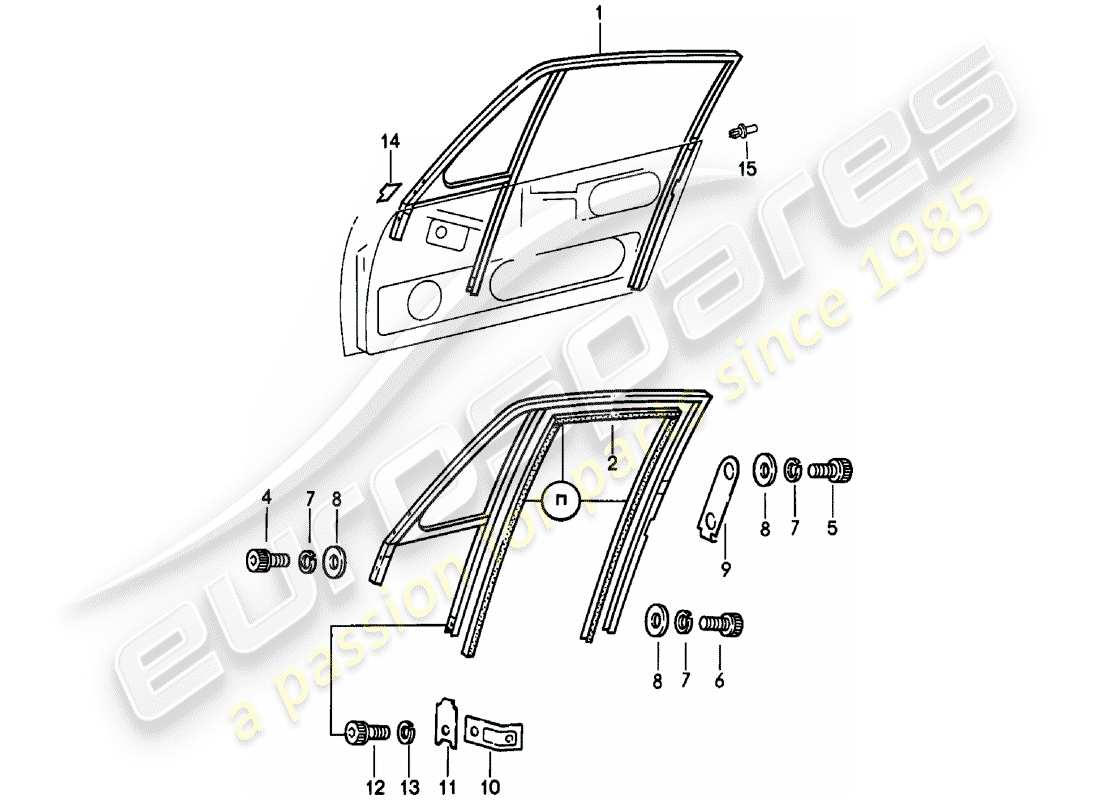 porsche 1979 (911) cornice della finestra diagramma delle parti