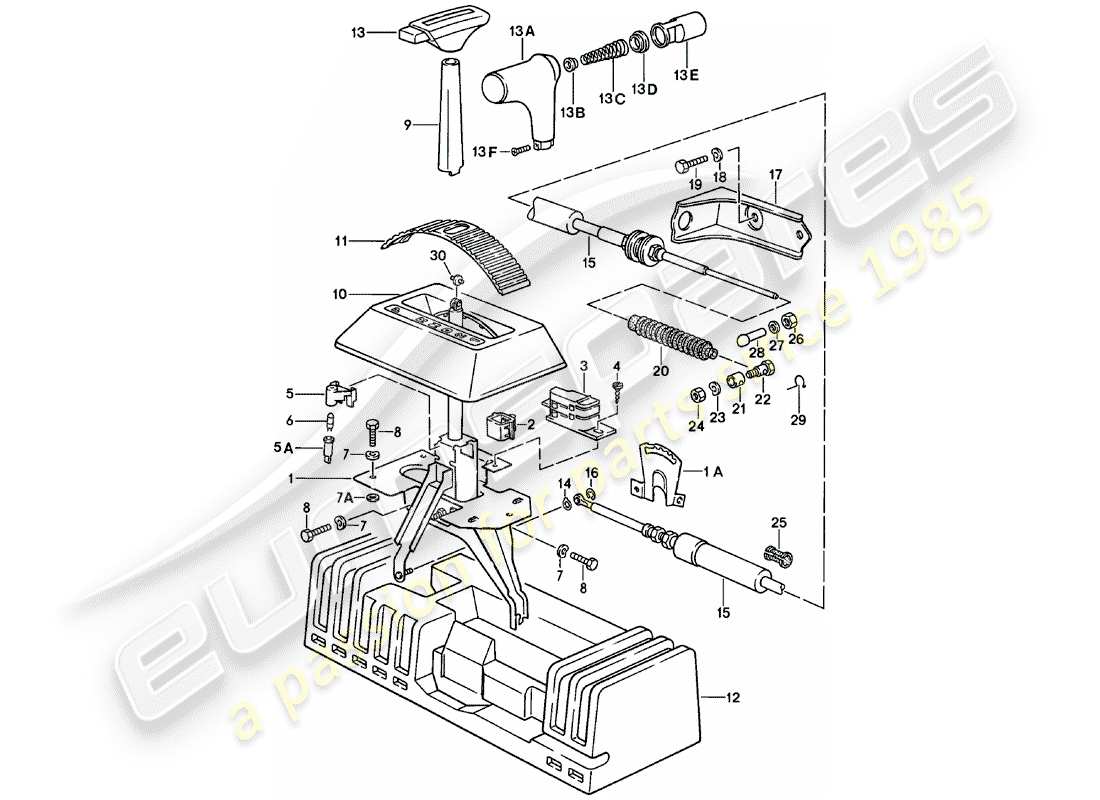 porsche 1983 (924) meccanismo di cambio - cambio automatico diagramma delle parti