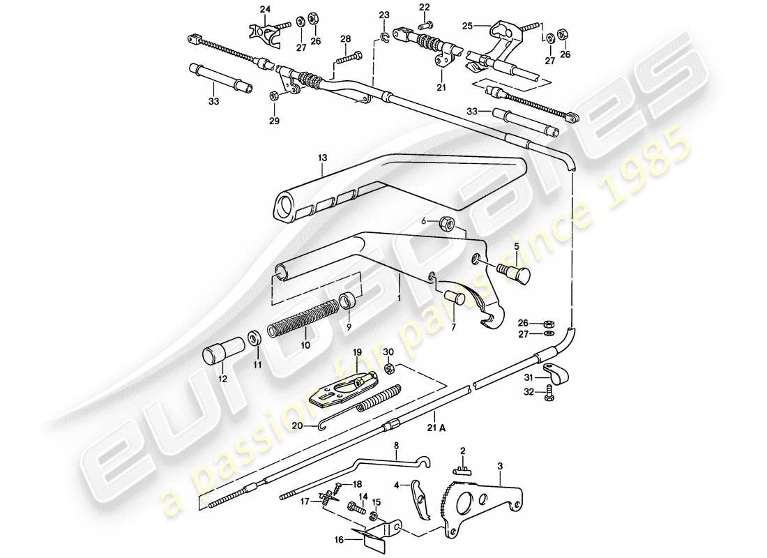 porsche 1981 (928) attuatore - freno a mano diagramma delle parti