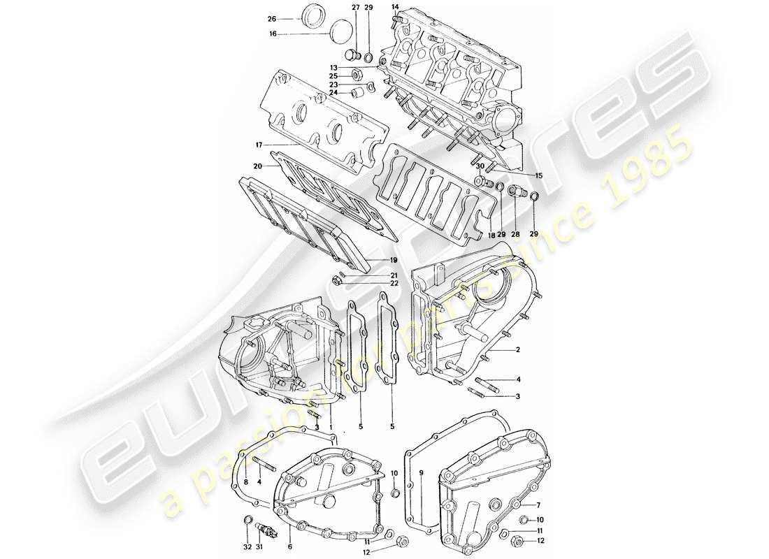 porsche 1976 (911 turbo) carter catena - alloggio albero a camme diagramma delle parti