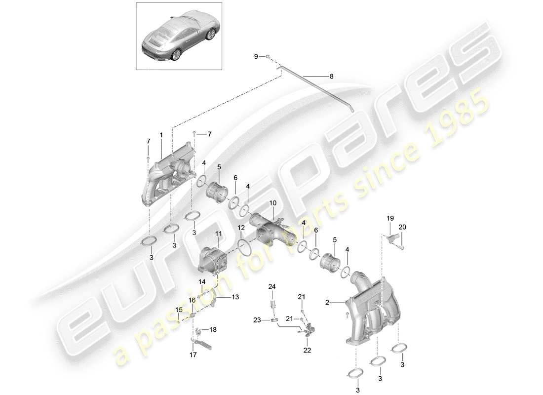 porsche 2020 (991-2) distributore dell'aria aspirata diagramma delle parti