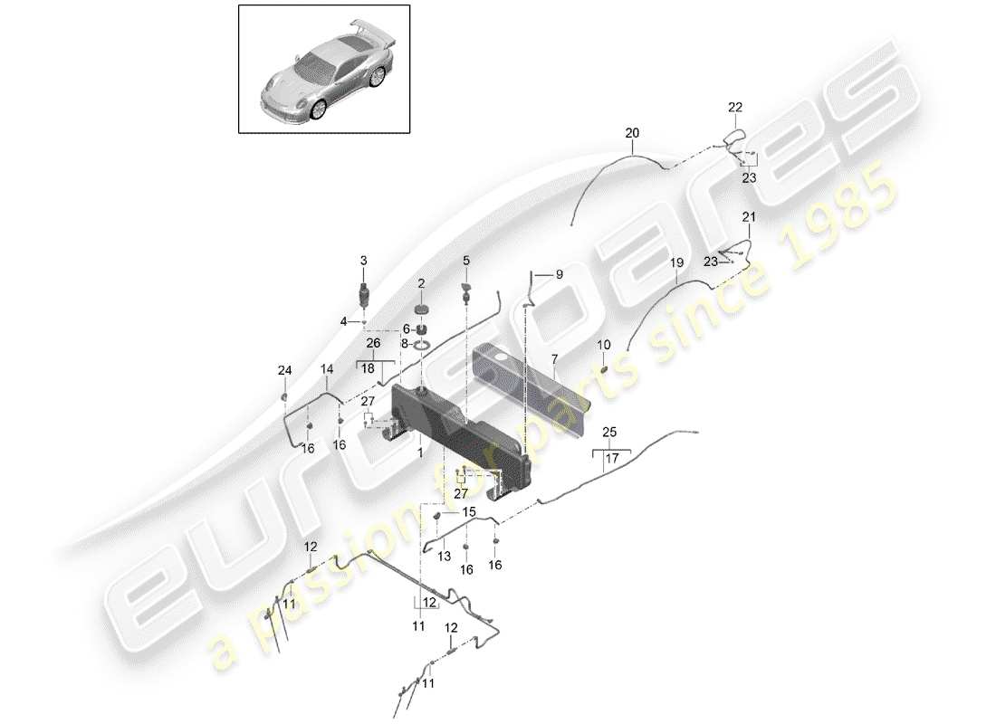 porsche 2015 (991-1 turbo) serbatoio acqua per acqua schema delle parti