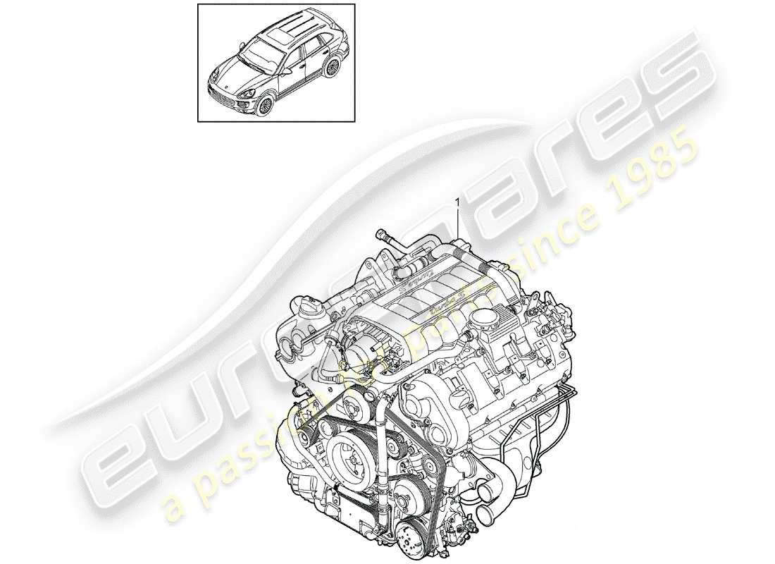 porsche 2014 (cayenne e2 92a) motore di sostituzione schema delle parti