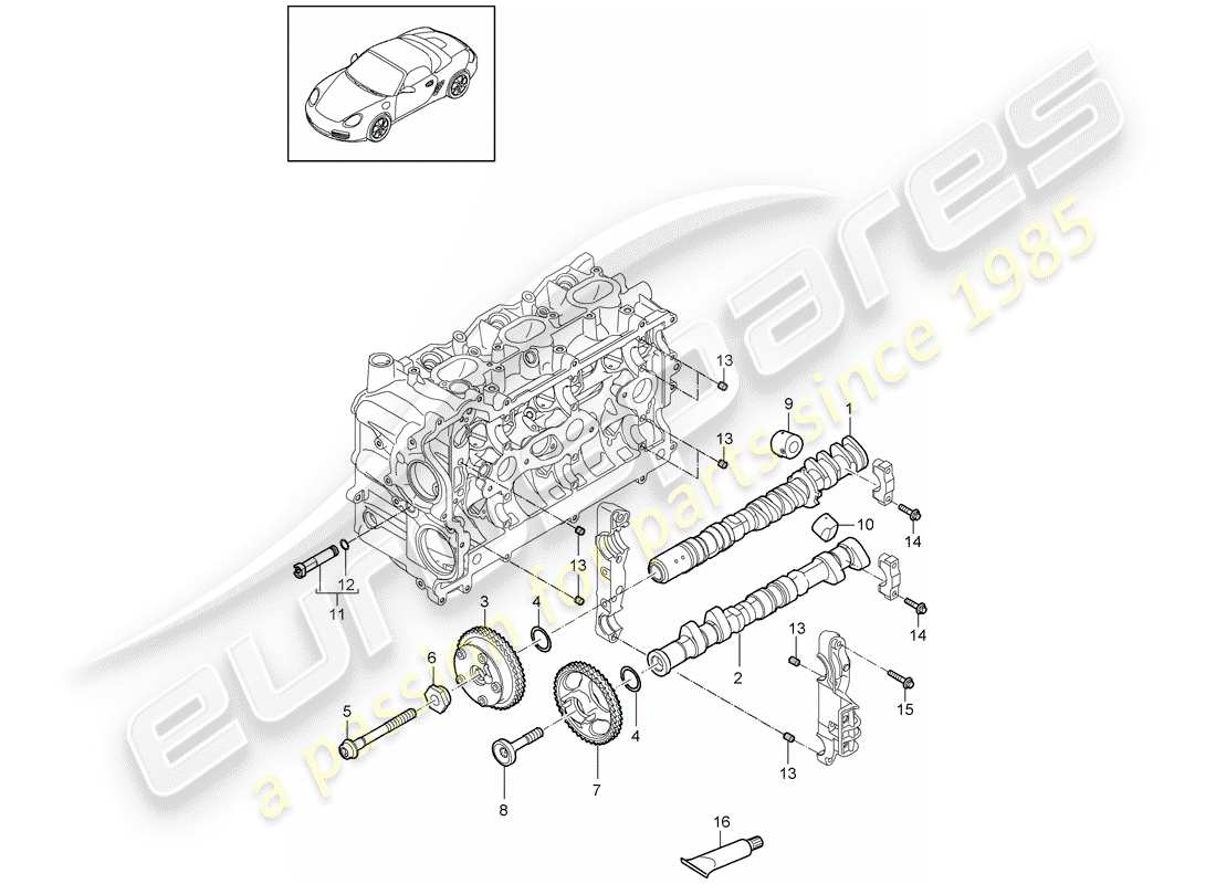 porsche 2011 (987 boxster) albero a camme diagramma delle parti