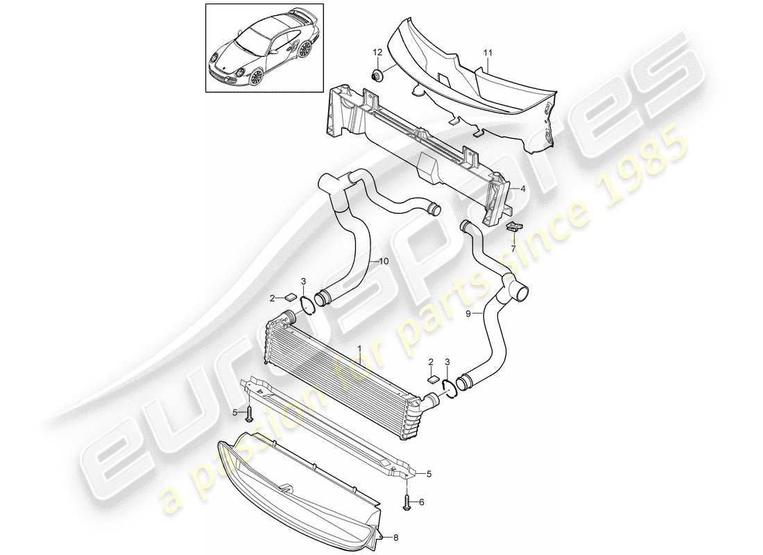 porsche 2013 (997-2 turbo / gt2 rs) termosifone diagramma delle parti