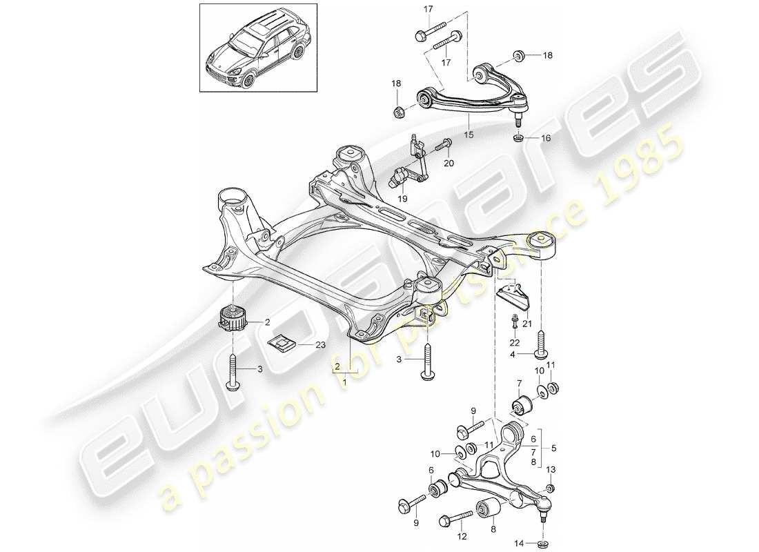 porsche 2014 (cayenne e2 92a) schema delle parti del sottotelaio