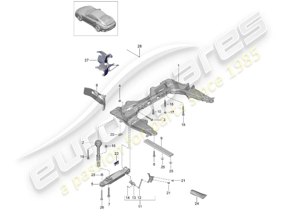 porsche 2017 (991-2 turbo) membro trasversale diagramma delle parti