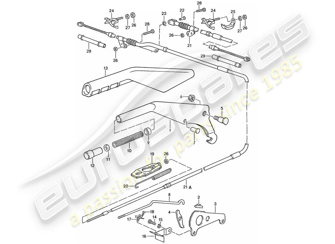 porsche 1991 (928) attuatore - freno a mano diagramma delle parti