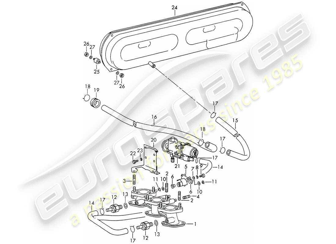 porsche 1965 (911/912) sistema di depressione - per - rilascio frizione - per - sportomatic schema delle parti