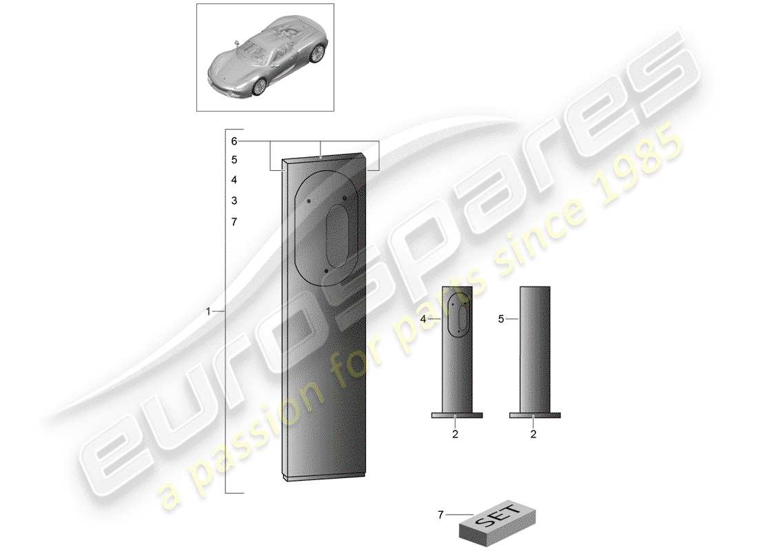 porsche 2015 (918 spyder) in piedi diagramma delle parti