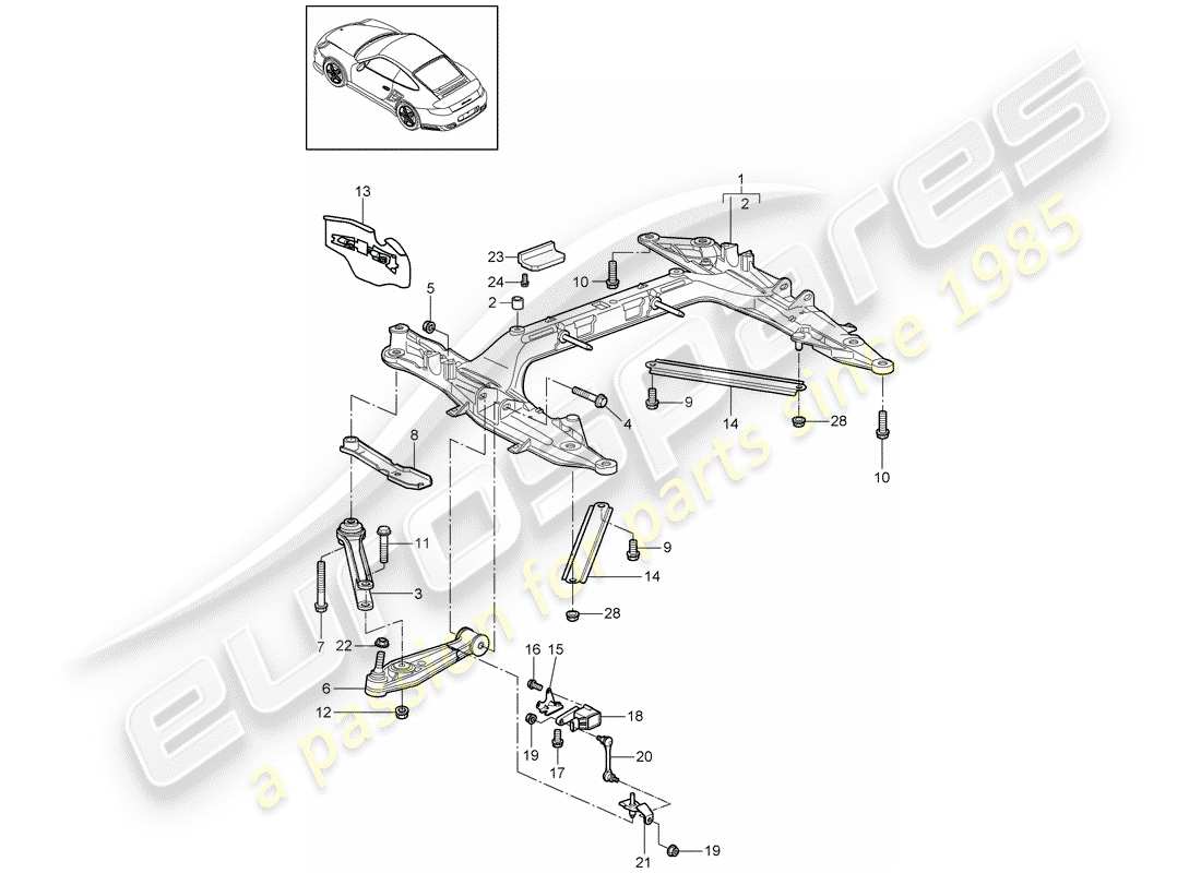 porsche 2011 (997-2 turbo / gt2 rs) membro trasversale diagramma delle parti