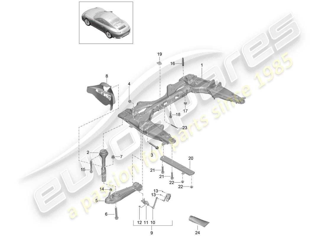 porsche 2017 (991-2) membro trasversale diagramma delle parti
