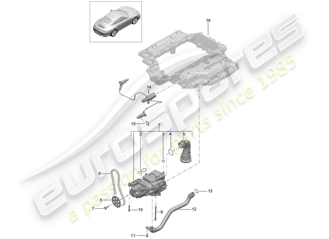 porsche 2017 (991-2) schema delle parti della pompa dell'olio
