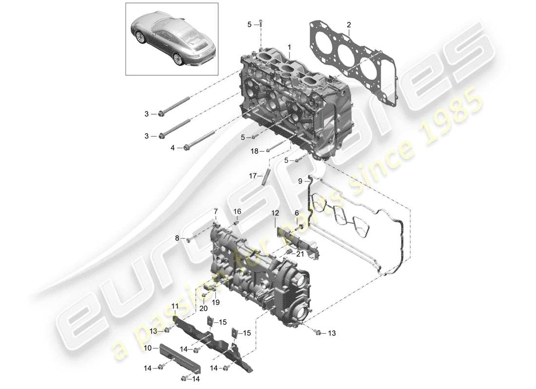 porsche 2017 (991-2) testata diagramma delle parti
