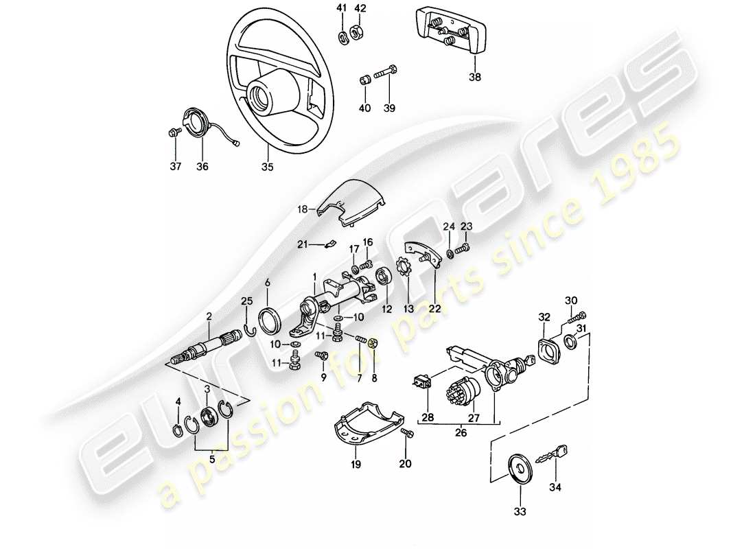 porsche 1989 (911) parti dello sterzo diagramma delle parti