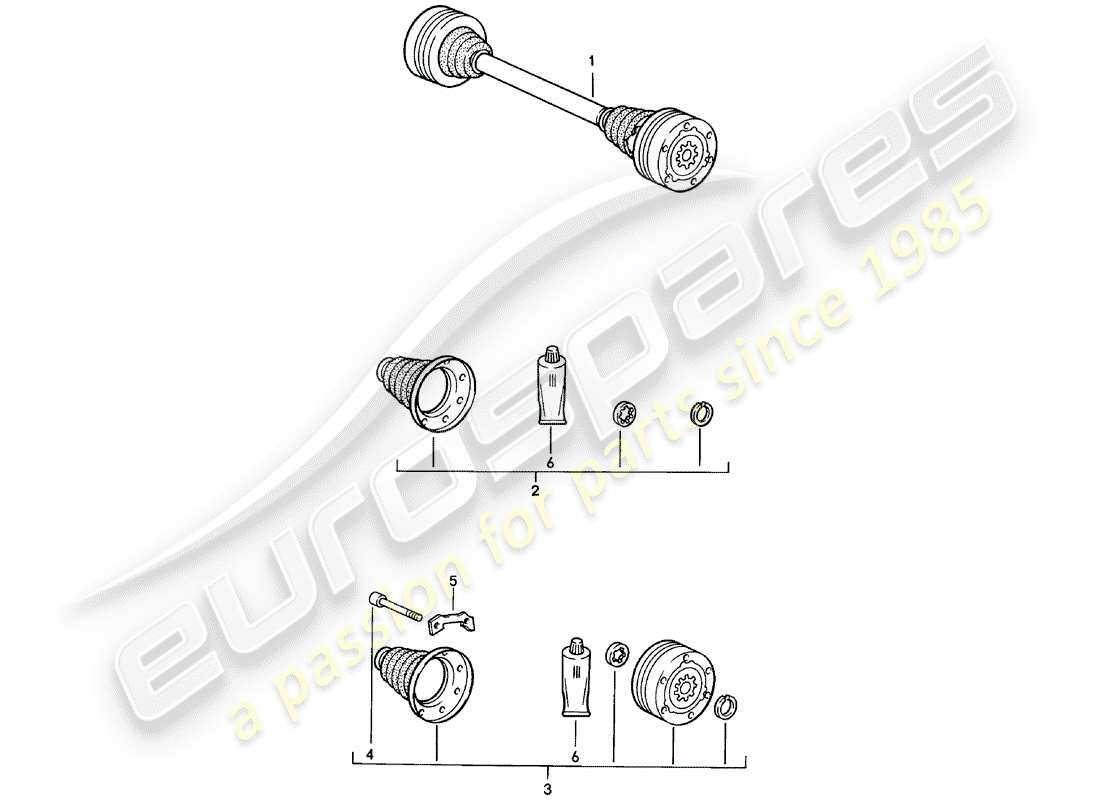 porsche 1983 (924) albero di trasmissione diagramma delle parti