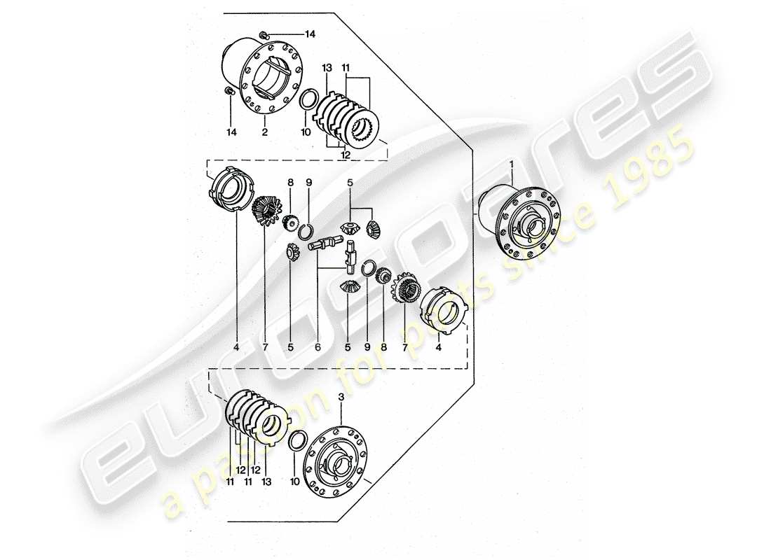 porsche 1977 (911 turbo) differenziale di slittamento limitato diagramma delle parti