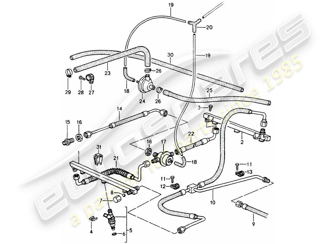 porsche 1990 (964) l-jetronic - linee diagramma delle parti