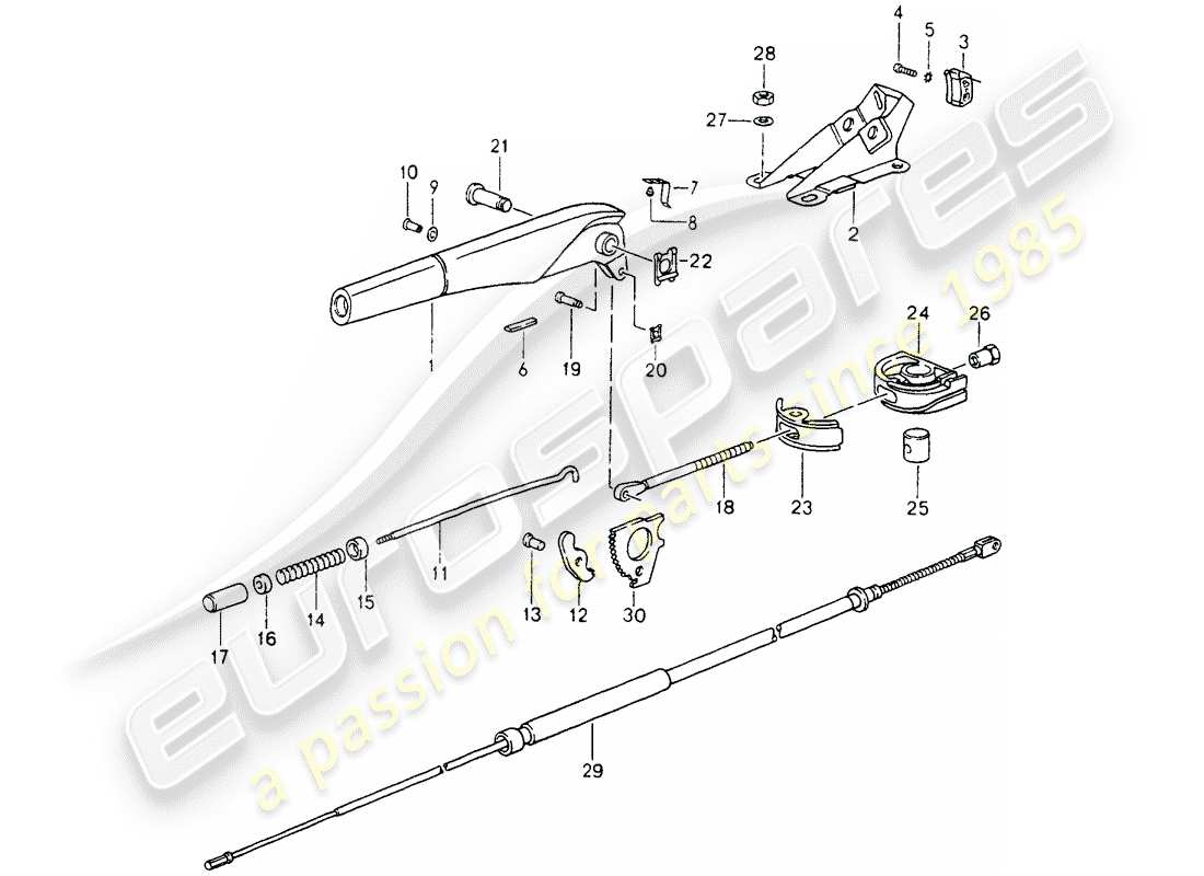 porsche 1990 (964) freno a mano - attuatore diagramma delle parti