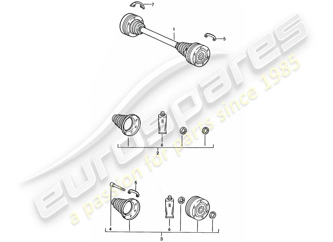 porsche 1993 (968) albero di trasmissione diagramma delle parti