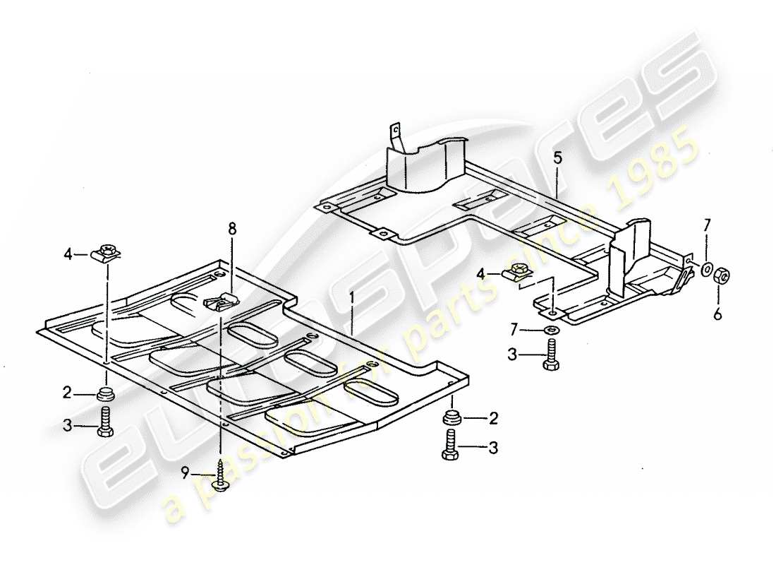 porsche 1993 (968) protezione inferiore diagramma delle parti
