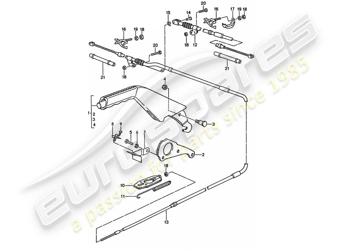 porsche 1995 (928) attuatore - freno a mano diagramma delle parti