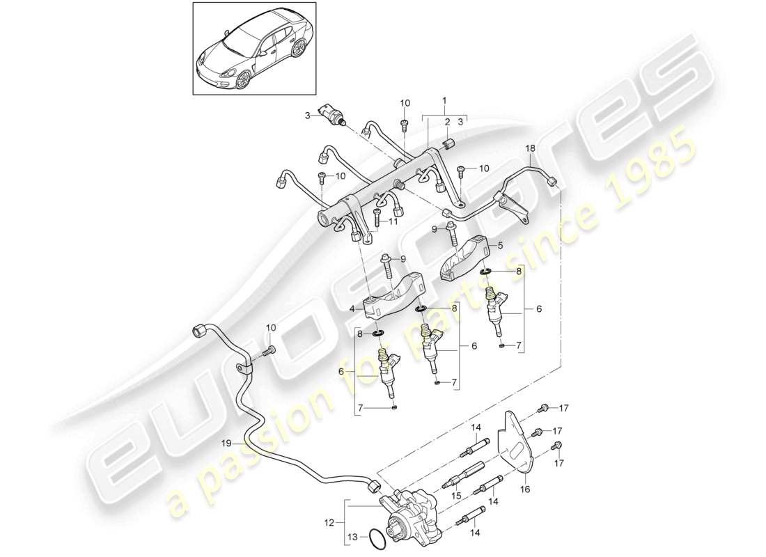 porsche 2012 (panamera 970) schema elettrico della pompa ad alta pressione dell'iniettore ad alta pressione del tubo di raccolta del carburante