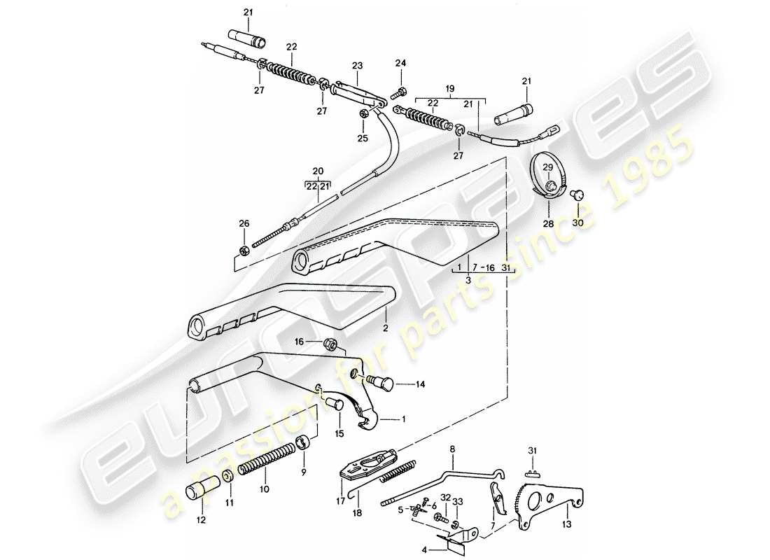 porsche 1990 (944) leva freno a mano diagramma delle parti