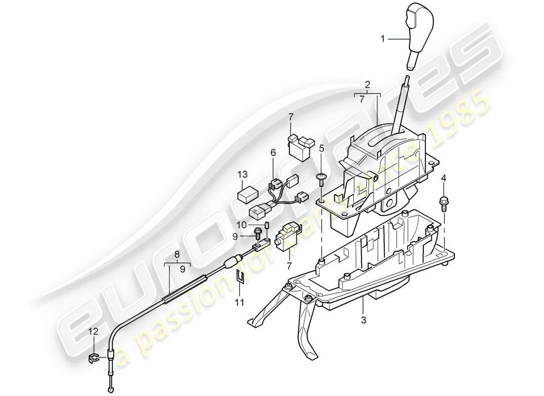 porsche 2005 (cayenne e1 9pa) leva selettrice diagramma delle parti