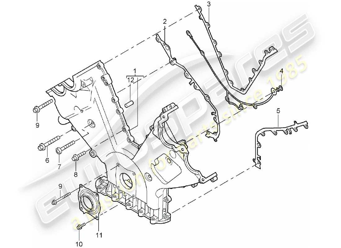 porsche 2005 (cayenne e1 9pa) copertura catena di distribuzione schema delle parti
