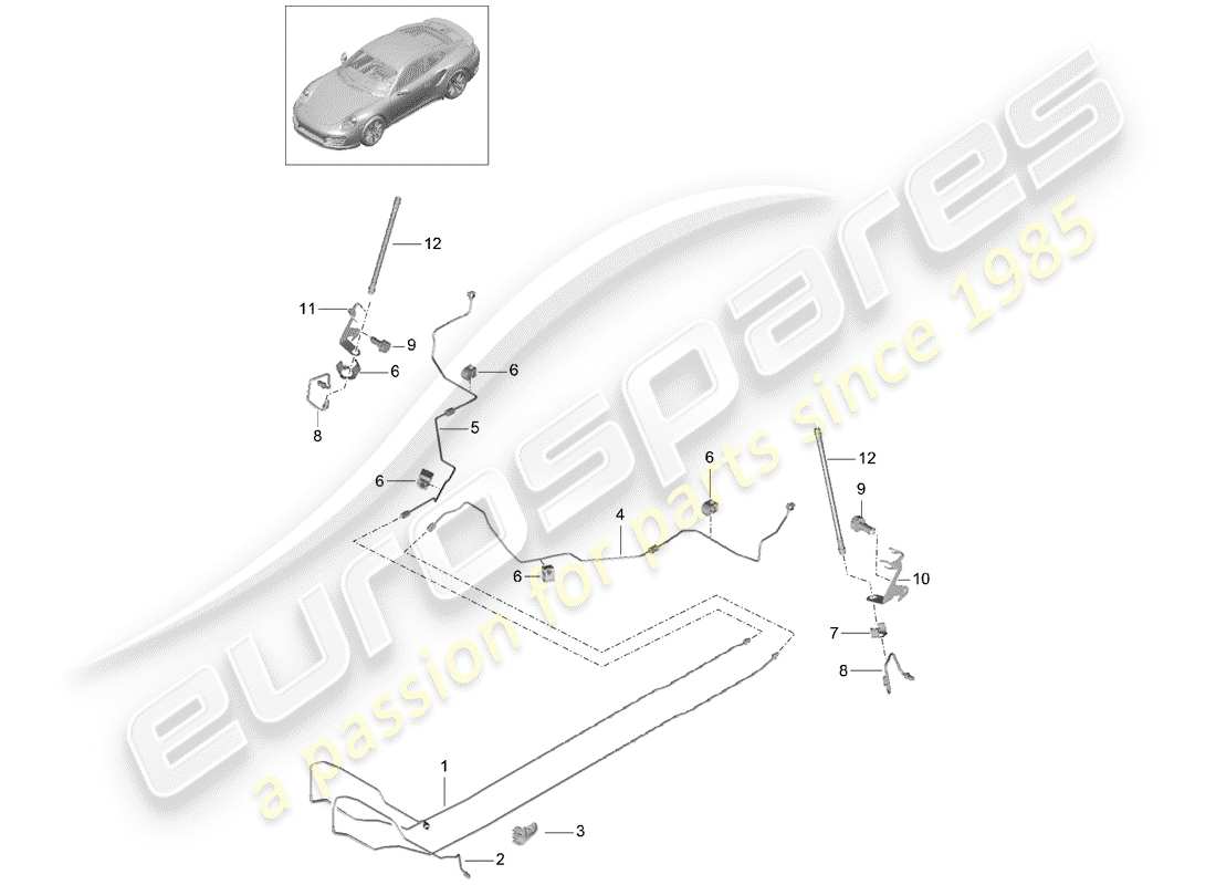porsche 2017 (991-2 turbo) diagramma delle parti linea freno