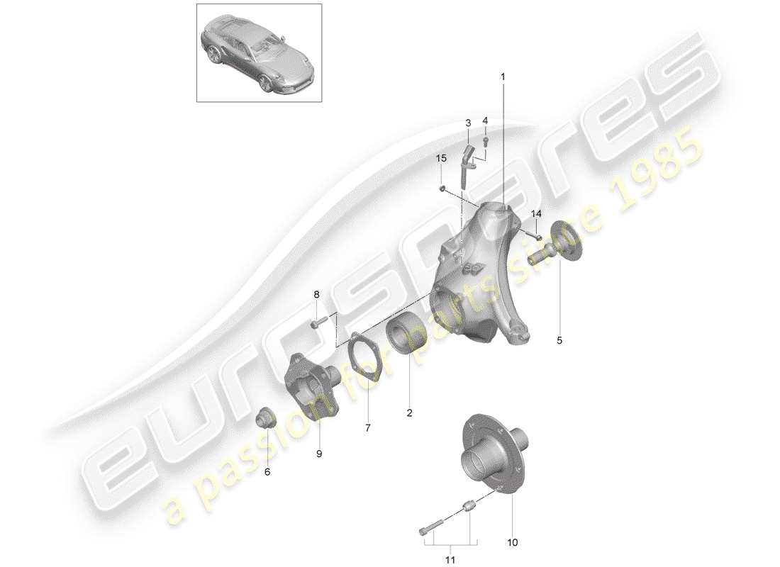 porsche 2016 (991-1 turbo) schema delle parti portaruota
