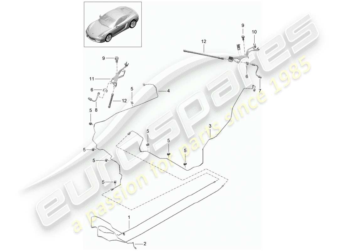 porsche 2014 (981 cayman) linee dei freni diagramma delle parti