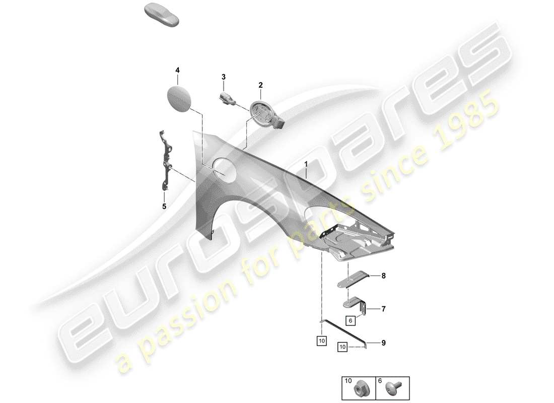 porsche 2020 (718 boxster spyder) parafango diagramma delle parti