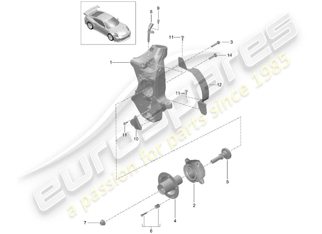 porsche 2016 (991-1 turbo) schema delle parti portaruota